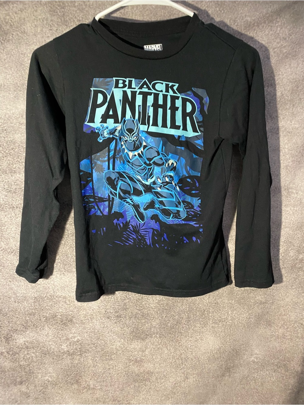 Marvel Black Panther Youth Medium Long Sleeve T-Shirt Graphic Tee Black